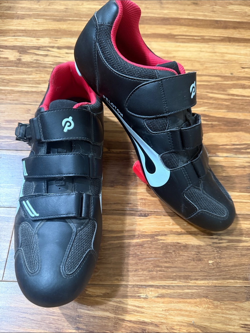 Peloton Men's Black Cycling Shoes with Red Lining Size 48